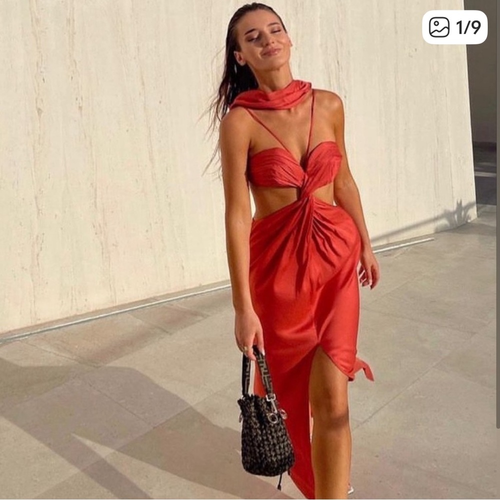 Cult Gaia Scarlet Asymmetrical Dress